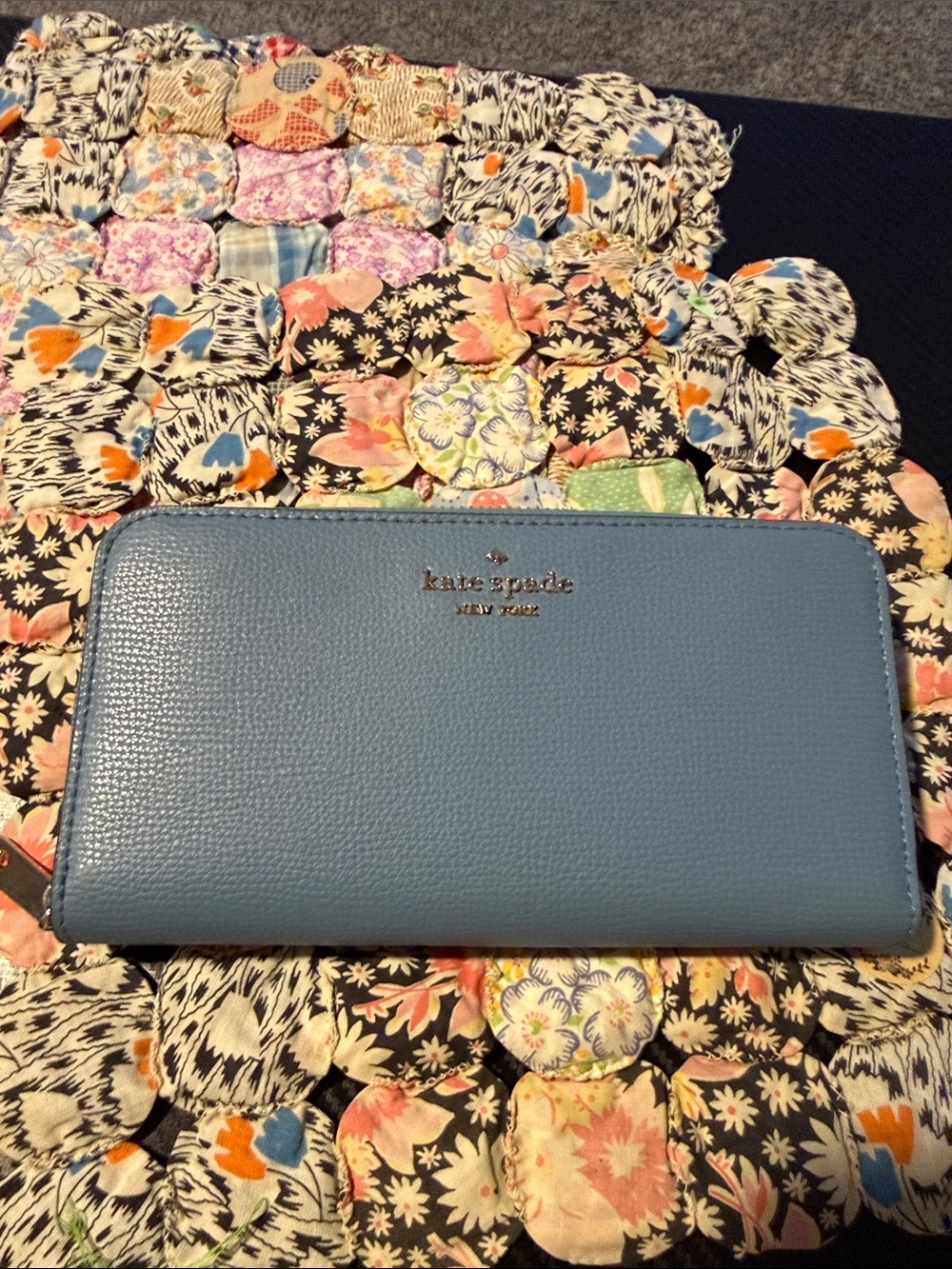 kate spade Blue Zip-Around Leather Wallet